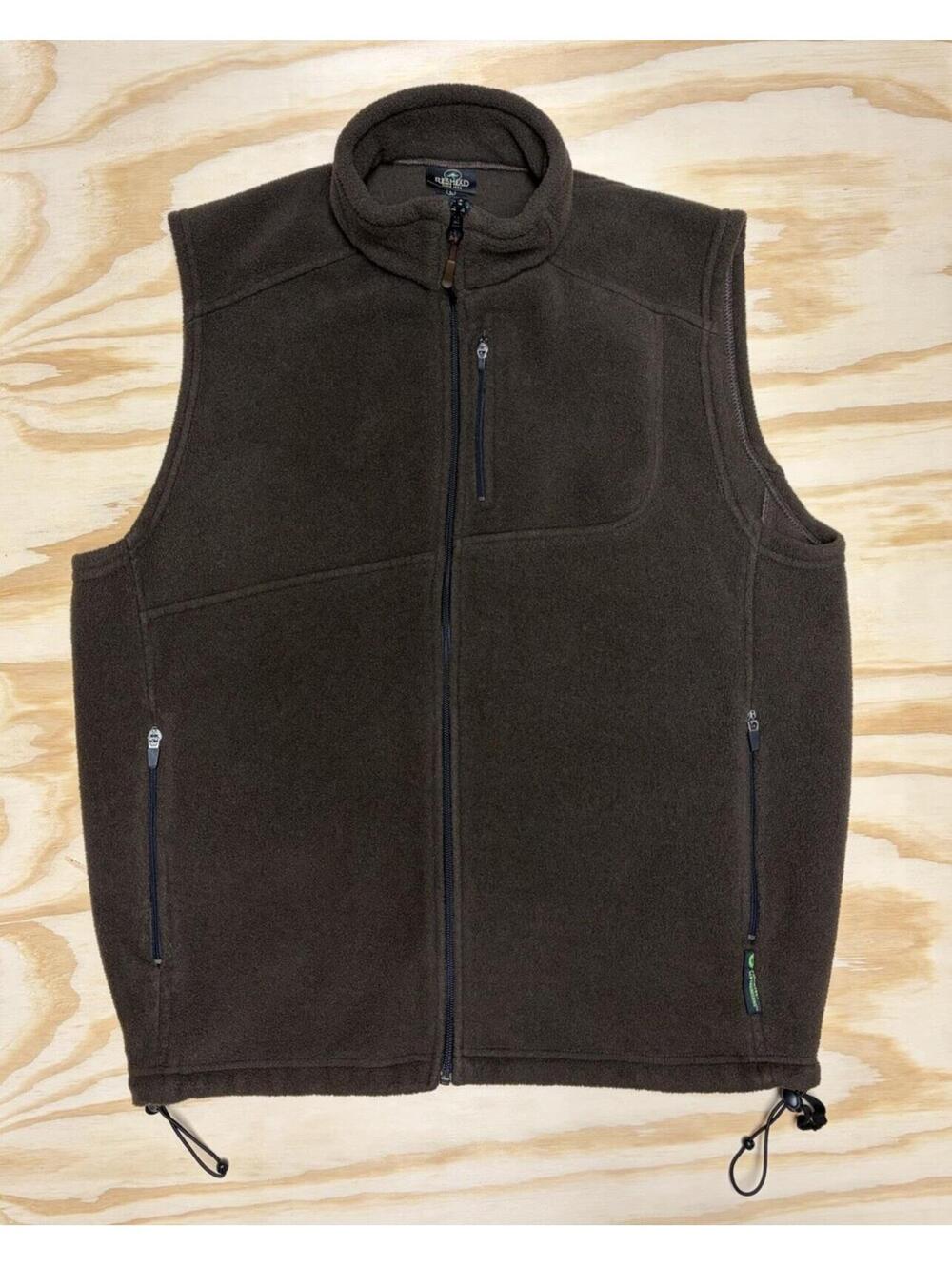 Redhead brown men’s large outdoor fleece vest with zipper  and inside pockets